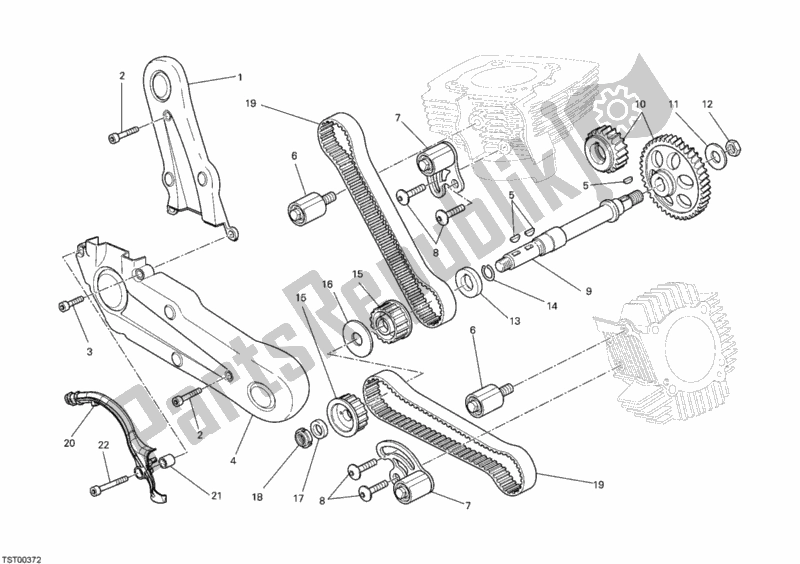 All parts for the Timing Belt of the Ducati Monster 696 USA 2010